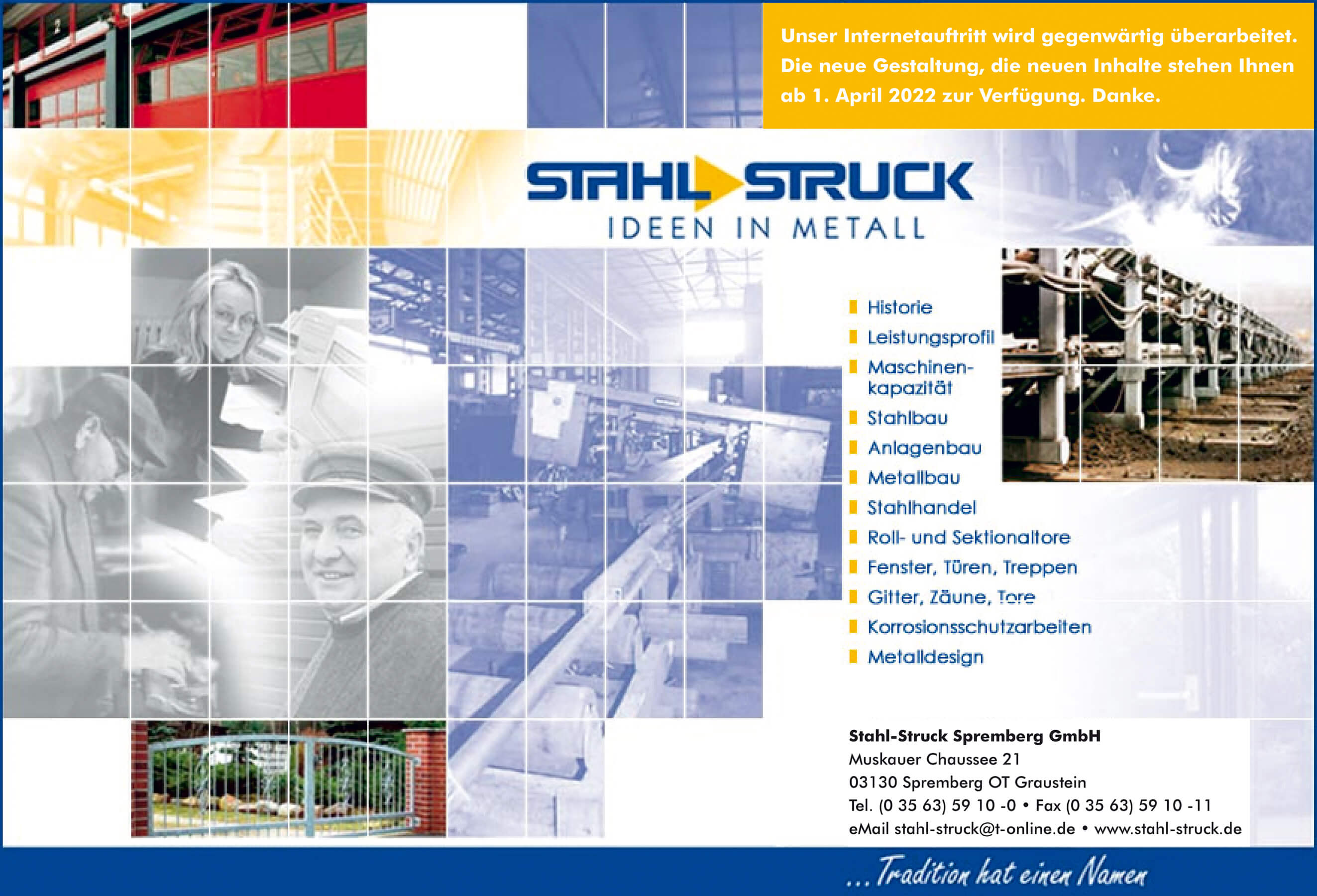 Stahl-Struck Spremberg GmbH: Stahlbau • Anlagenbau • Metallbau • Stahlhandel • Roll- und Sektionaltore • Fenster, Türen, Treppen • Gitter, Zäune, Tore • Korrosionsschutzarbeiten • Metalldesign